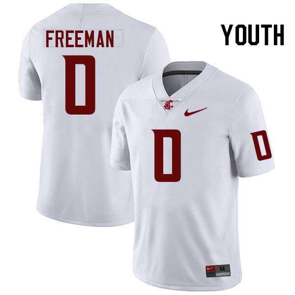 Youth #0 Tony Freeman Washington State Cougars College Football Jerseys Stitched-White